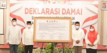 Dua Pasang Kontestan Pilkada Gresik Deklarasi ‘Siap Terpilih dan Tidak Terpilih’