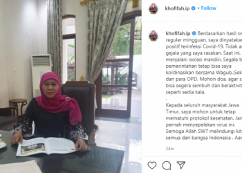 Gubernur Khofifah Positif Covid-19