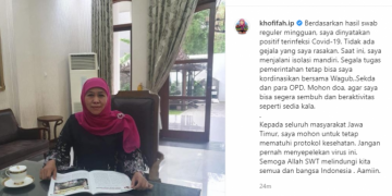 Gubernur Khofifah Positif Covid-19