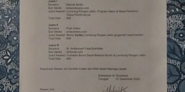 Kabar Sidoarjo Jawara Lomba Karya Tulis Jurnalistik Lumbung Pangan Jatim