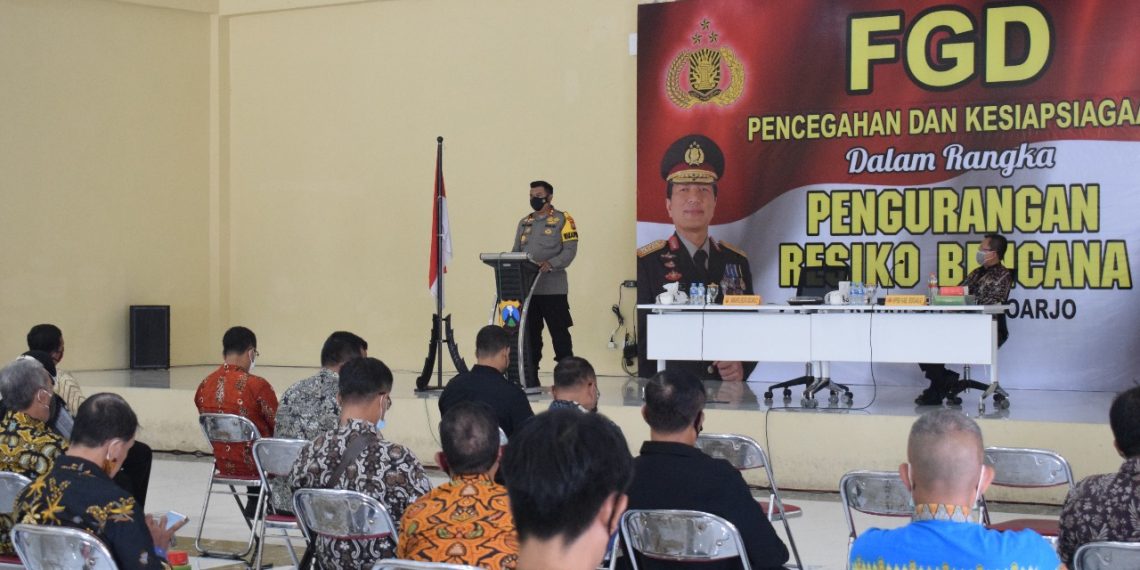 Gelar FGD, Polresta Sidoarjo Dan BPBD Ajak Kades Minimalisir Resiko Bencana
