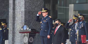 Menteri Hukum dan HAM saat memimpin upacara HDKD 2021