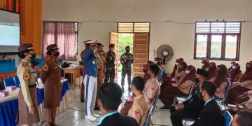 Taruna Akademi Angkatan Laut (AAL) Tingkat lll Angkatan ke-68, Satuan Latihan Kartika Jala Krida (Satlat KJK) 2021, untuk melaksanakan sosialisasi dan mengajak kaula muda Kota Sabang untuk bergabung dengan TNI AL, Sabtu (9/10/2021).