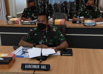 Dibuka Kasal, Gubernur AAL Ikuti Online Rakor Renaku II TNI AL TA. 2021
