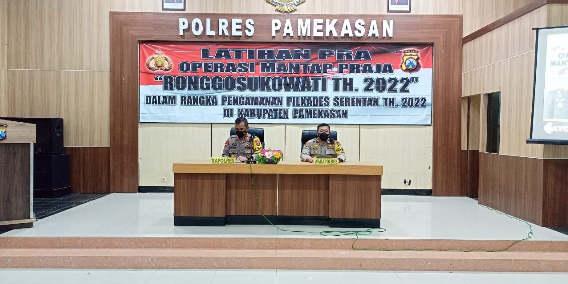 Amankan Pilkades Serentak, Kapolres Pamekasan Pimpin Lat Pra-Ops Mantap Praja ‘Ronggosukowati 2022’
