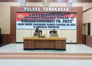Amankan Pilkades Serentak, Kapolres Pamekasan Pimpin Lat Pra-Ops Mantap Praja  ‘Ronggosukowati 2022’