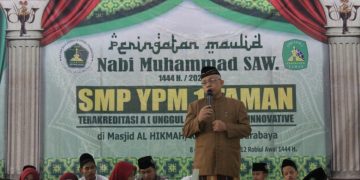 SMP YPM 1 Taman Sidoarjo Peringati Maulud Nabi Muhammad SAW di Masjid Al Hikmah Kebonsari Jambangan