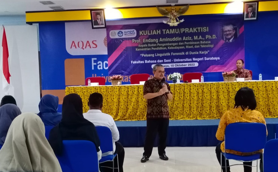 Beri Kuliah Tamu di Unesa, Kepala Badan Paparkan Peluang Linguistik Forensik di Dunia Kerja