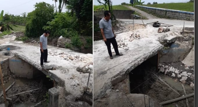 Rusak Sejak 2018, Jembatan Penghubung 3 Desa di Glagah, Lamongan Mulai Diperbaiki