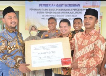 Fokus Kendalikan Banjir Kali Lamong, Pemkab Gresik Berikan Ganti Rugi Pembebasan Tanah