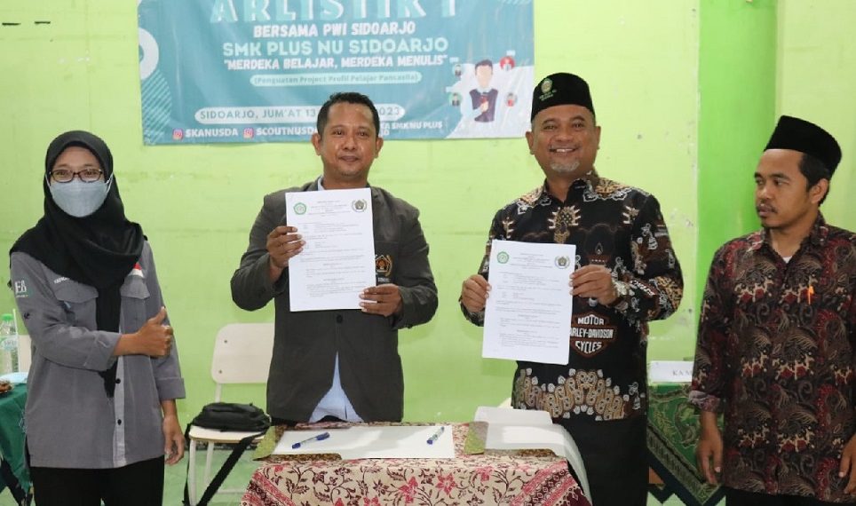 SMK Plus NU dan PWI Sidoarjo Teken MoU Kerjasama Pelatihan Jurnalistik