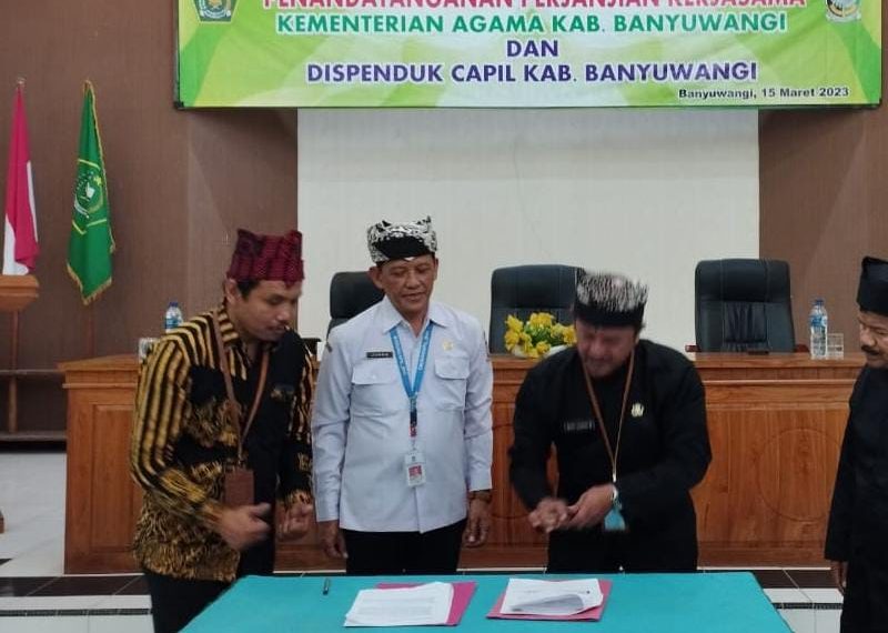 Kemenag Banyuwangi Gelar MoU Usai Nikah Pengantin Dapat KK dan KTP Baru