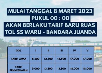 Besok Pagi, Tarif Tol Waru-Juanda Naik, Ini Besarannya