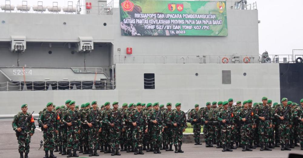 450 Pasukan Yonif 527/BY Dikirim Tugas Operasi ke wilayah Perbatasan RI-PNG di Papua