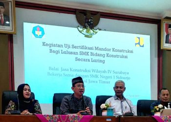 BJK Wil 4 Lakukan Uji Kompetensi Sertifikasi Mandor Kontruksi di SMKN 1 Sidoarjo
