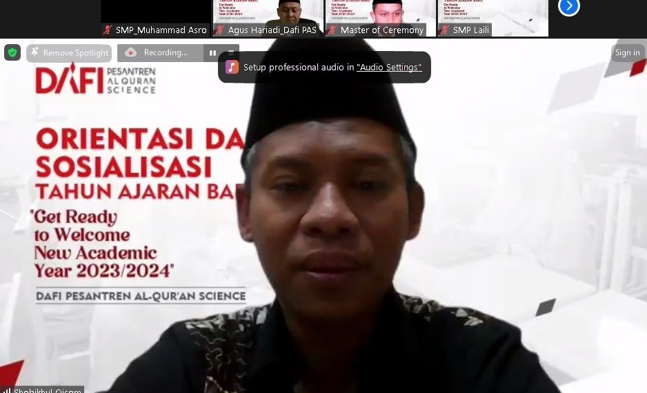 Dafi Pesantren Al Qur’an Sciene Gelar Orientasi Walas via Zoom Meeting