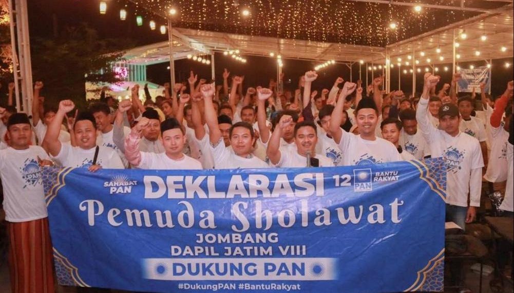 Ratusan Pemuda Shalawat Jombang Kompak Satu Suara Dukung PAN di Pemilu 2024