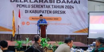 Deklarasi Damai Pemilu 2024, Bupati Gresik Berharap Masyarakat Jaga Kondusivitas