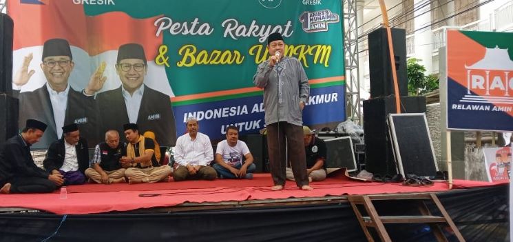 Pengajian dan Nobar Debat Capres Pungkasi Pesta Rakyat dan Bazar UMKM Relawan AMIN Gresik