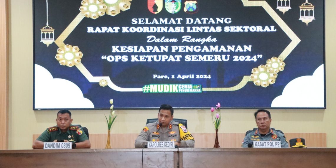 Jelang Mudik Lebaran, Polres Kediri Gelar Rakor Lintas Sektor Ops Ketupat Semeru 2024