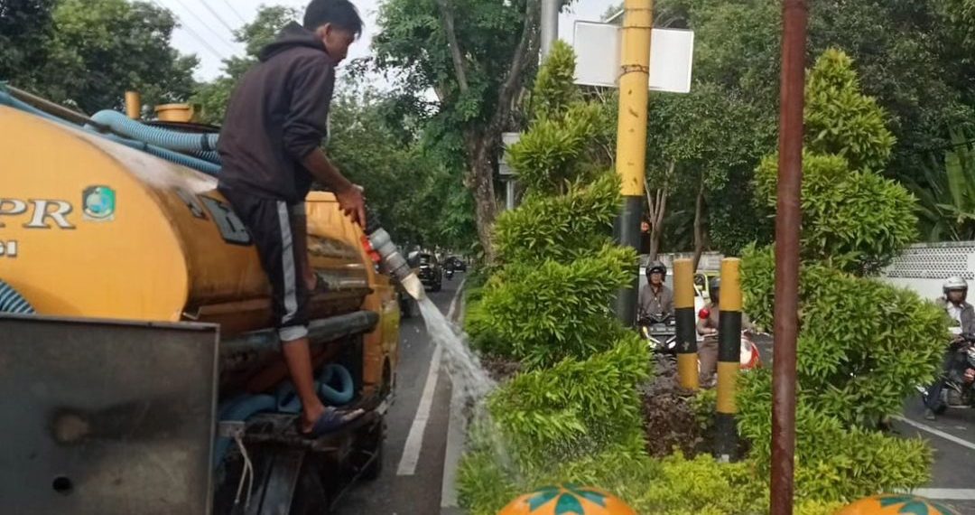 Jaga Keindahan Banyuwangi, Dinas PU CKPP Rutinkan Pemeliharaan Taman Jalur Hijau