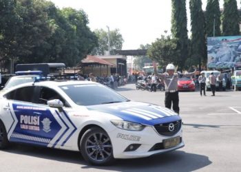 Siagakan Personel, Polres Kediri Gelar Simulasi Sispamkota Pemilukada Serentak 2024