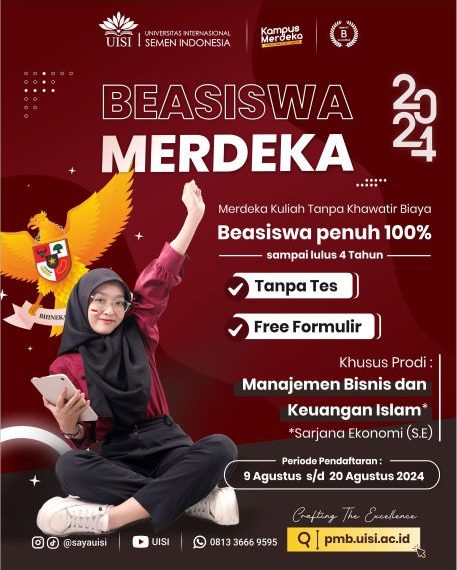 UISI Buka Program Beasiswa Merdeka dan Beasiswa Semen Indonesia Foundation untuk Calon Mahasiswa Baru, Tanpa Tes Masuk