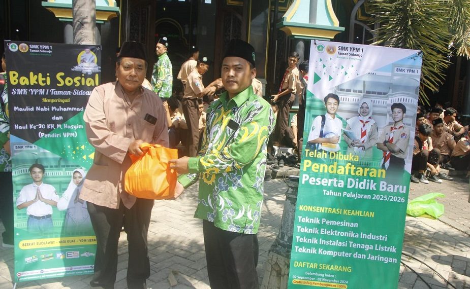 SMK YPM 1 Taman Peringati Maulid Nabi Dengan Bhakti Sosial dan Tausiyah Gus Mirza