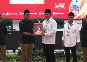 Putra Cabup Subandi Antarkan Pasangan SAE Ambil Nomor Urut Ke KPU, Mas Iin: Dua Merupakan Harmoni dan Keseimbangan Menuju Sidoarjo Bangkit dan Bermartabat