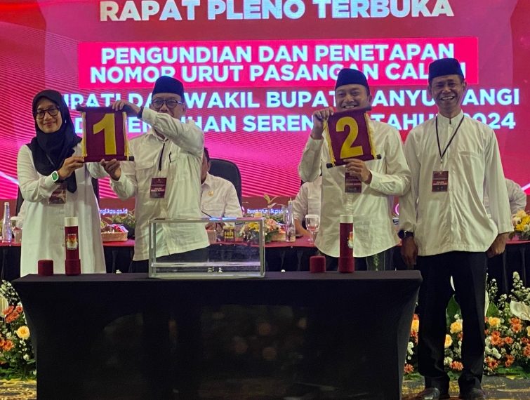 Sah! KPU Banyuwangi Tetapkan Nomor Paslon, Ipuk-Muji 1, Ali-Ali 2 dalam Pilkada 2024