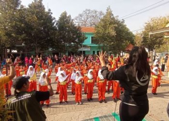Sukseskan Pilkada Gresik, Ratusan Warga Bungah Kompak Ikuti Senam Pengawasan
