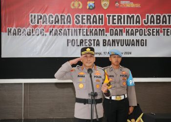 Kapolresta Banyuwangi Pimpin Upacara Sertijab Kabaglog, Kasat Intelkam dan Kapolsek Tegaldlimo