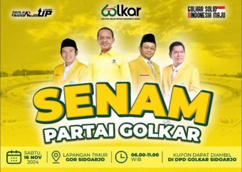 Meriahkan HUT ke-60, DPD Partai Golkar Sidoarjo Gelar Senam Partai Golkar di GOR Sidoarjo