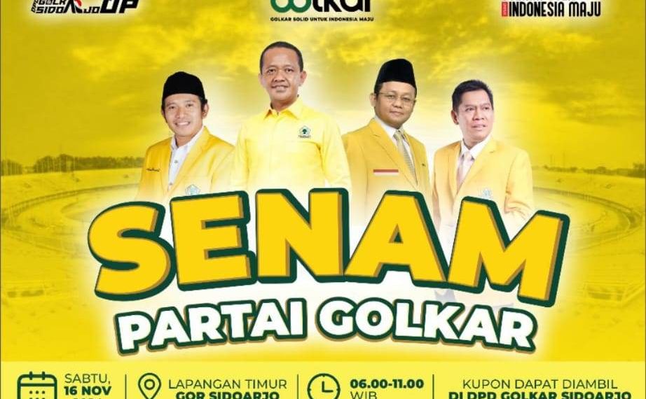 Meriahkan HUT ke-60, DPD Partai Golkar Sidoarjo Gelar Senam Partai Golkar di GOR Sidoarjo