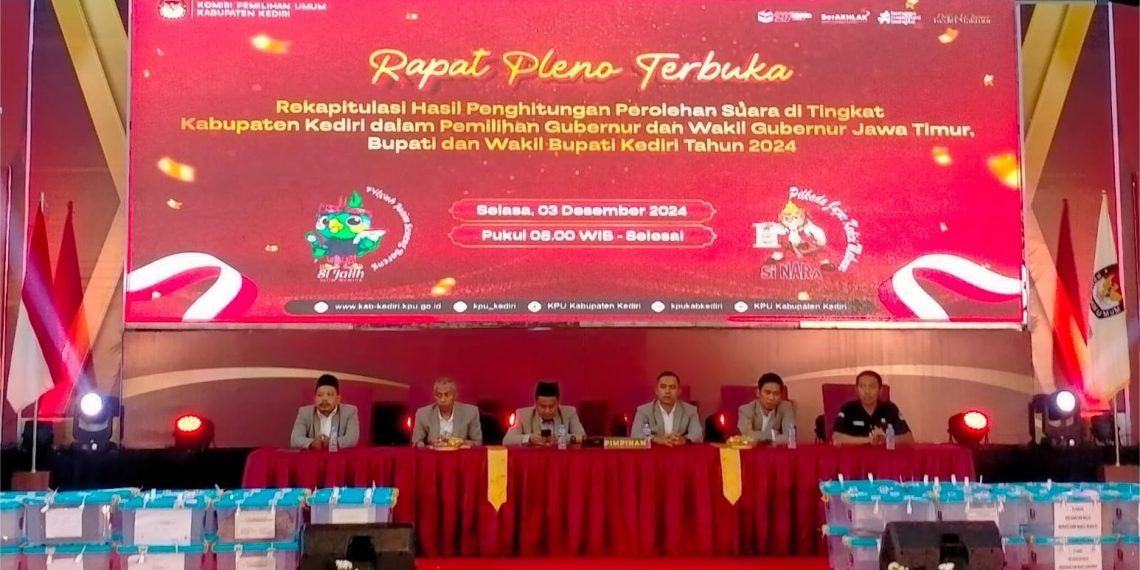 KPU Kabupaten Kediri Gelar Rapat Pleno Terbuka, Finalkan Hasil Penghitungan Perolehan Suara Pilkada Serentak