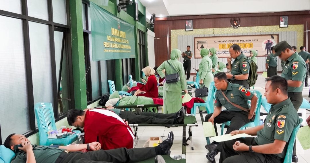 Kodim Bojonegoro Gelar Donor Darah HUT ke- 79 Persit Kartika Chandra Kirana