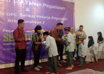 Rayakan HUT Ke 124 Tahun Pegadaian, SP Pekerja Pegadaian Area Surabaya 2 Santuni Yatim Piatu