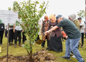 Khofifah Tanam Pohon Bareng Rudy Mas’ud di IKN, Jaga Semangat Nusantara Rawat Persatuan Bangsa