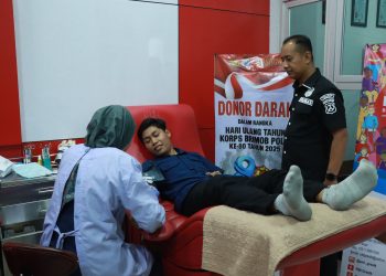 Rayakan HUT ke-80 Brimob Polri, Polres Gresik Gelar Donor Darah Eks Brimob