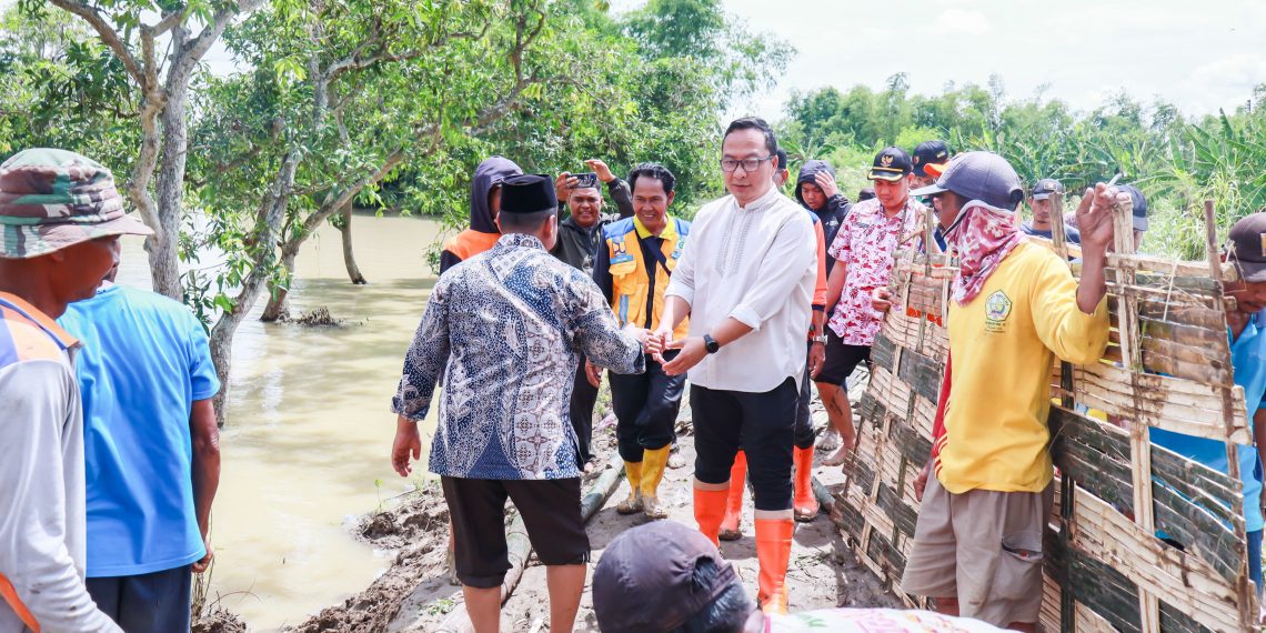 Tinjau Banjir di Desa Glindah, Wabup Alif Tegaskan Perbaikan Tanggul Kali Lamong Segera Dilakukan
