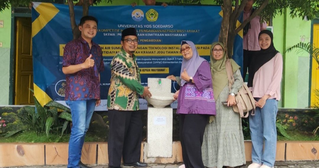 PKM Uniyos Instalasi Sistem Filtrasi Air Sumur Bor, Pasang Lima Wastafel di Sekolah MIS Islamiyah Jegu