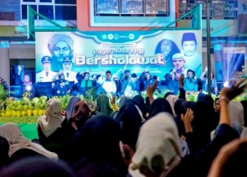 Perkuat Peran Santri Sebagai Benteng Ulama Dan Agama, Ratusan Pendekar Pagar Nusa YPM Sepanjang Bersholawat