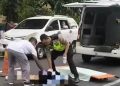 Kecelakaan Beruntun di Badas, Pelajar Tewas  Terjepit Dua Kendaraan