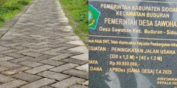 Diduga Terjadi Tindak Pidana Korupsi, Peningkatan Jalan Usaha Tani Desa Sawohan Gunakan Paving Bekas