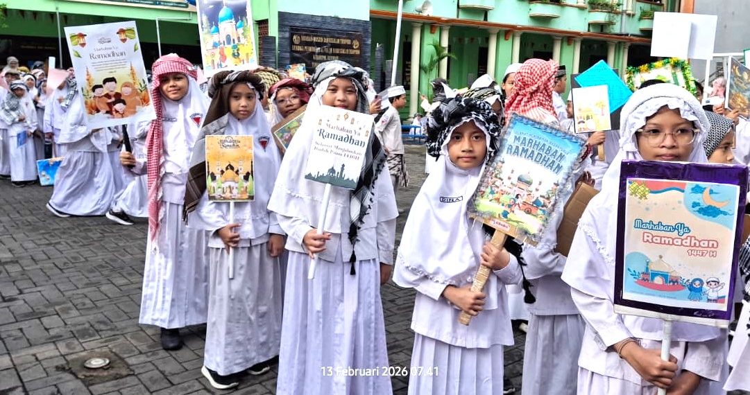 Siswa SD Al Falah Darussalam Keliling Desa Lakukan ‘Tarhib Ramadhan’