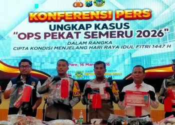 Ungkap 14 Kasus Narkoba dan Petasan, Polres Kediri Amankan 18 Tersangka dalam Operasi Pekat Semeru 2026