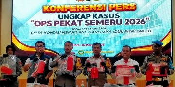 Ungkap 14 Kasus Narkoba dan Petasan, Polres Kediri Amankan 18 Tersangka dalam Operasi Pekat Semeru 2026