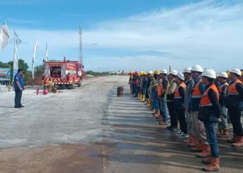 Pelatihan Penanggulangan Kebakaran di Akses Tol Bandara Kediri, 47 Pekerja Ikuti Simulasi