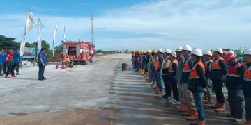 Pelatihan Penanggulangan Kebakaran di Akses Tol Bandara Kediri, 47 Pekerja Ikuti Simulasi