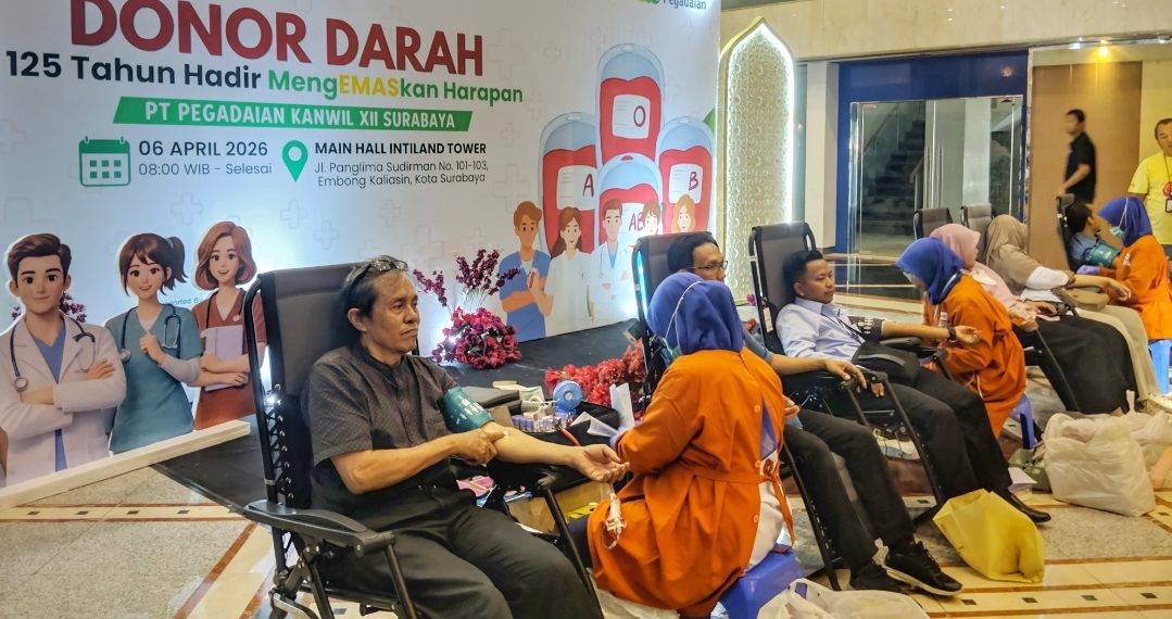 Ratusan Pendonor Darah Ramaikan HUT ke-125 di Pegadaian Kanwil XII Surabaya